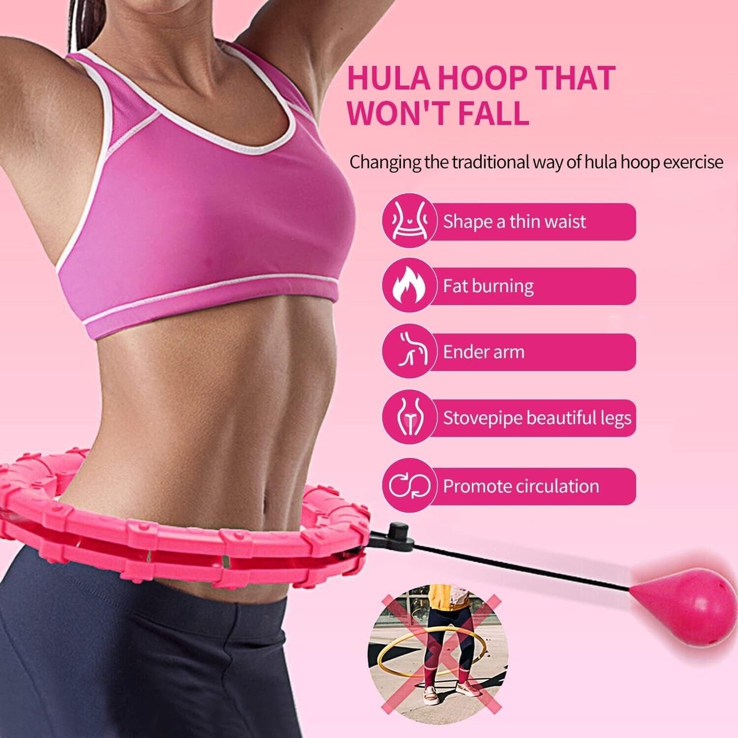 24 Knots Weighted Hula Hoop Adult Smart Hula Hoop Thin Waist Fitness Weight Loss