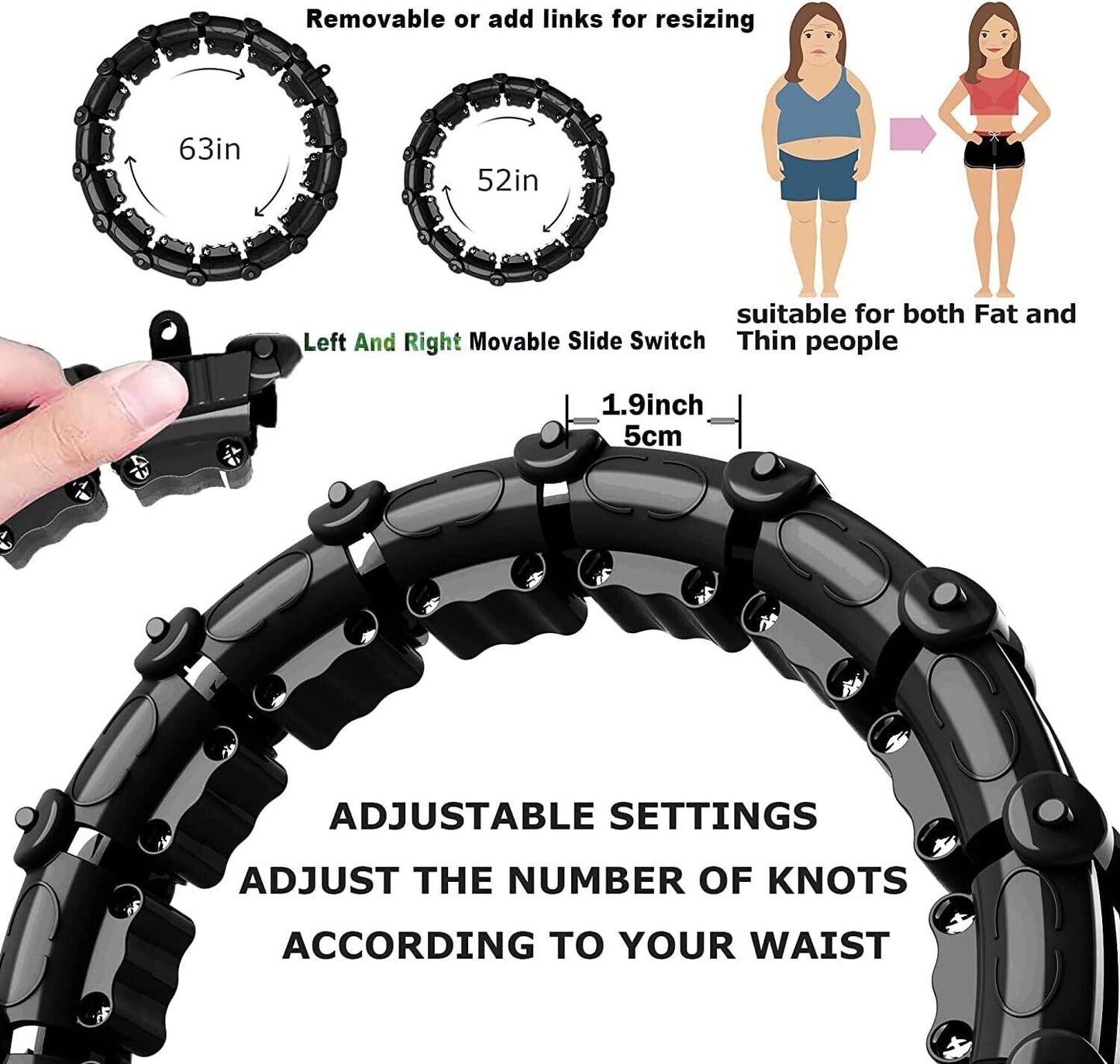 24 Knots Weighted Hula Hoop Adult Smart Hula Hoop Thin Waist Fitness Weight Loss