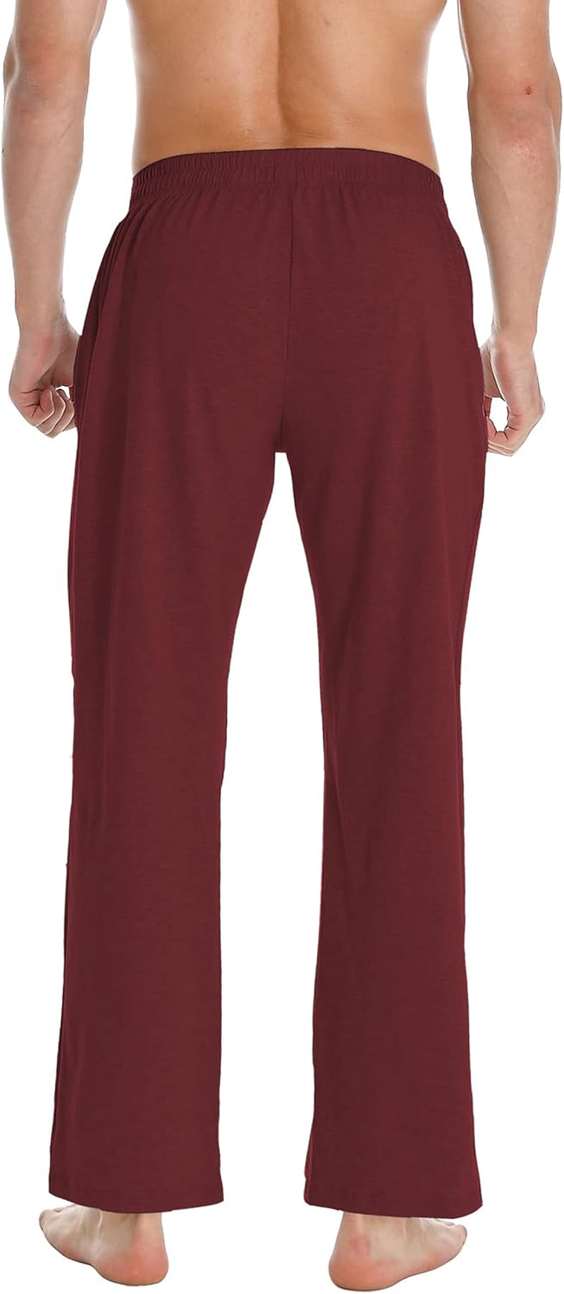 Men'S Cotton Yoga Sweatpants Running Pants Open Bottom Joggers Straight Leg Casual Loose Fit Athletic Pants with Pockets (Red XL)