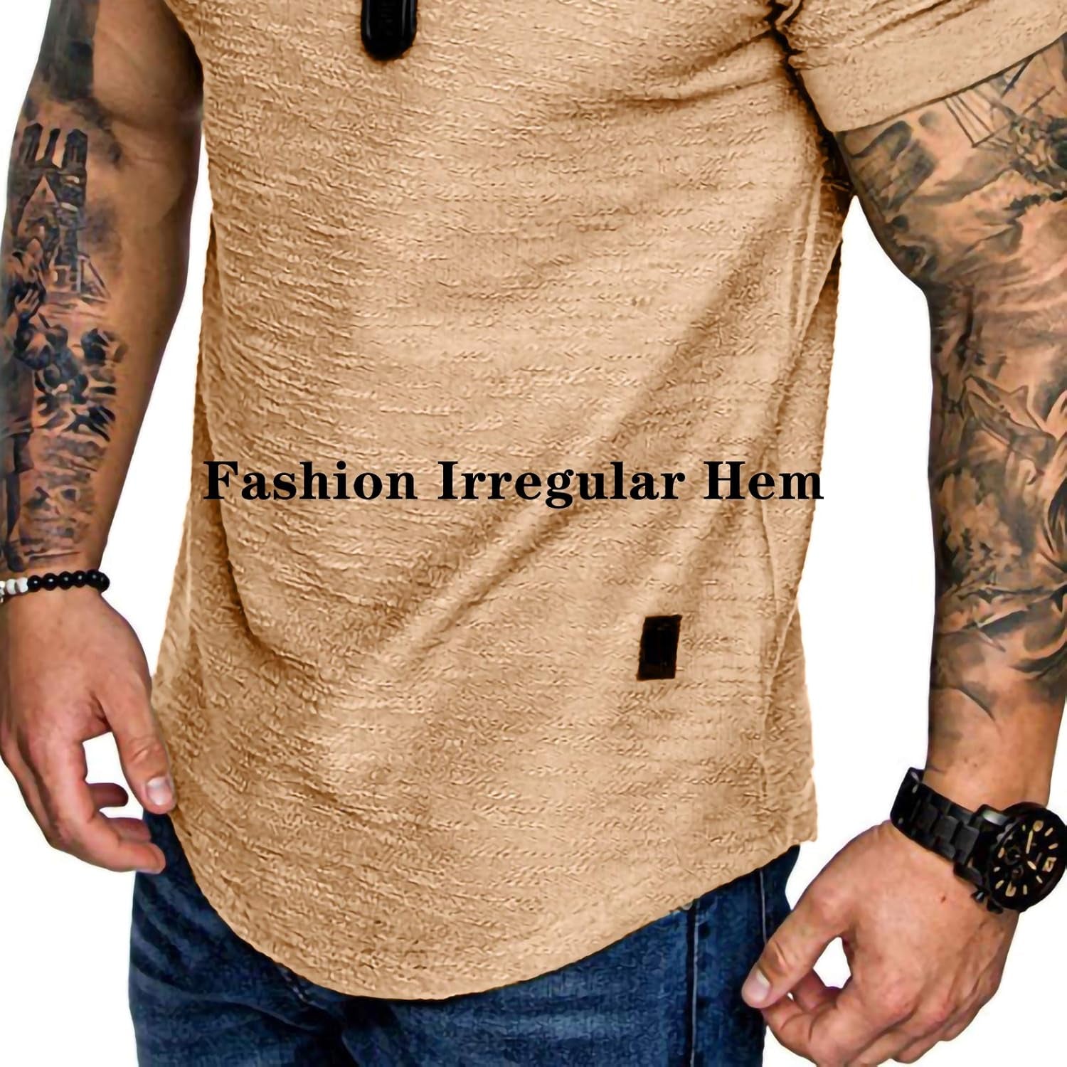 Men'S Athletic Shirts & Tees - Mens Short Sleeve Muscle Shirts Muscle Fit Shirt Muscle Shirt Men Gym Shirt Khaki L