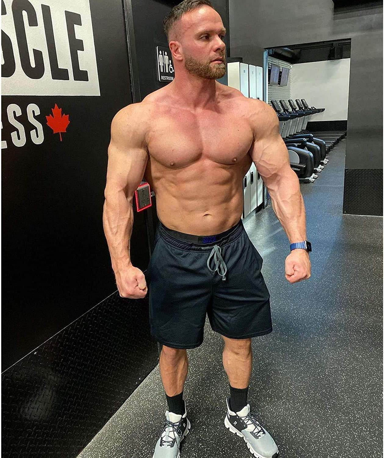 Men'S 3 Pack Workout Gym Shorts Mesh Athletic Shorts Lightweight Bodybuilding Training Short Pants with Pockets