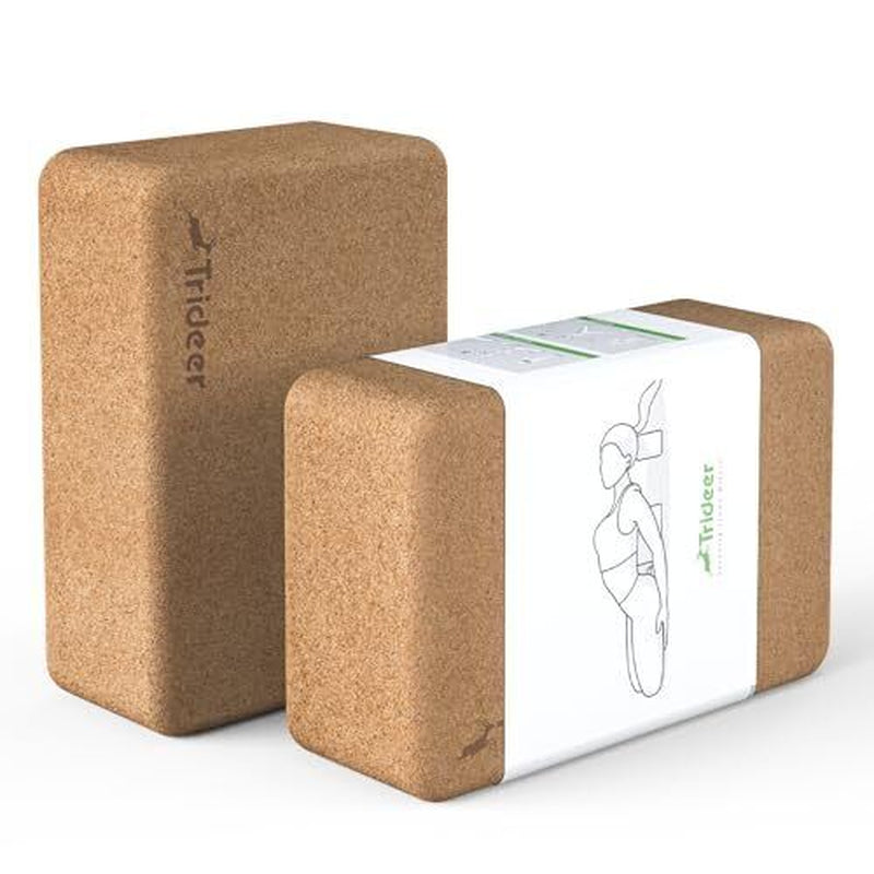 Cork Yoga Blocks, 2 Pack Yoga Blocks Natural Cork, High Density Yoga Block