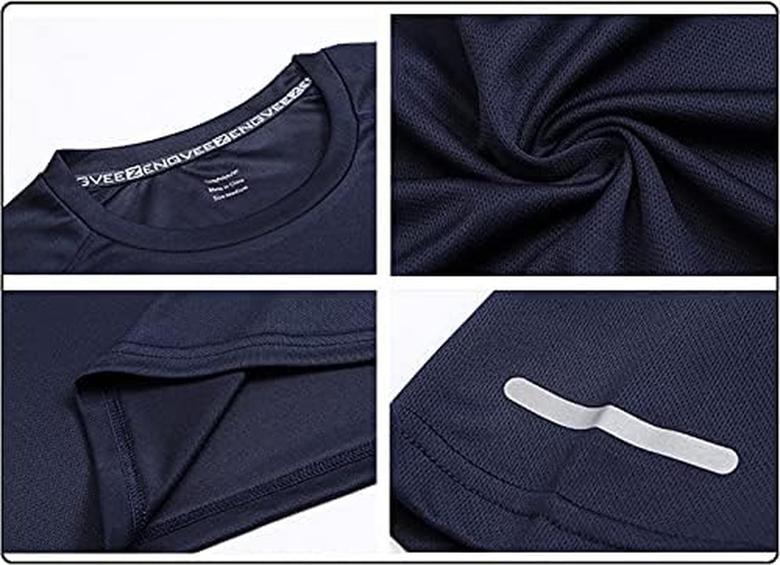 5/3 Pack Running Top Men Casual Shirts Workout Plain Gym Moisture Wicking Active Athletic Short Sleeve T-Shirts