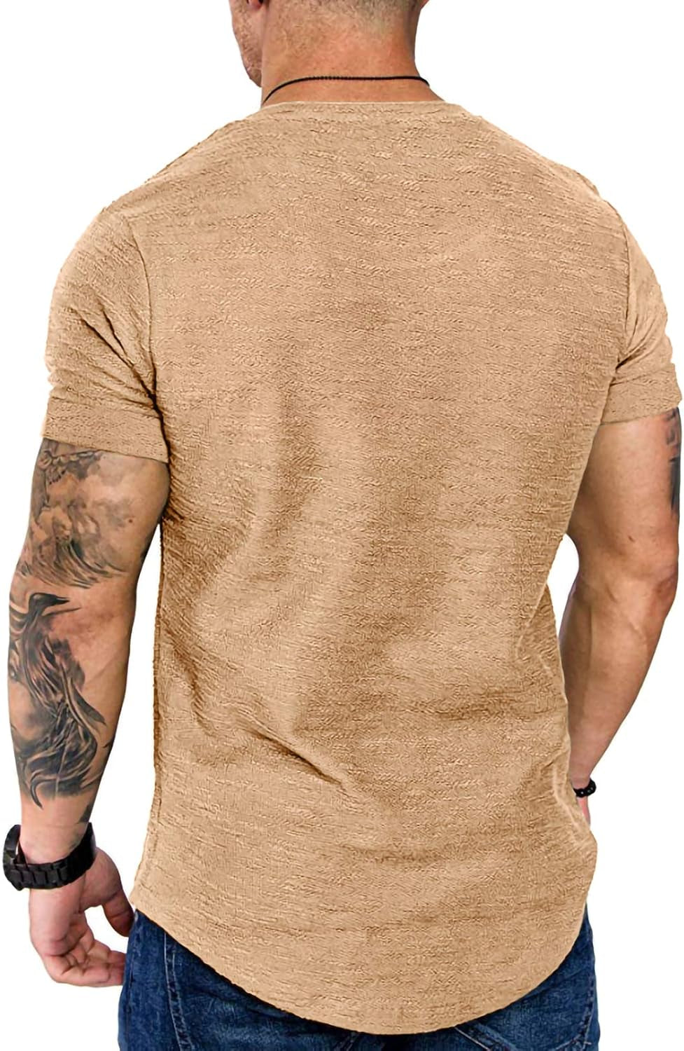 Men'S Athletic Shirts & Tees - Mens Short Sleeve Muscle Shirts Muscle Fit Shirt Muscle Shirt Men Gym Shirt Khaki L